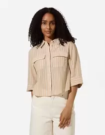 Overhemdblouse - Strepen - Beige