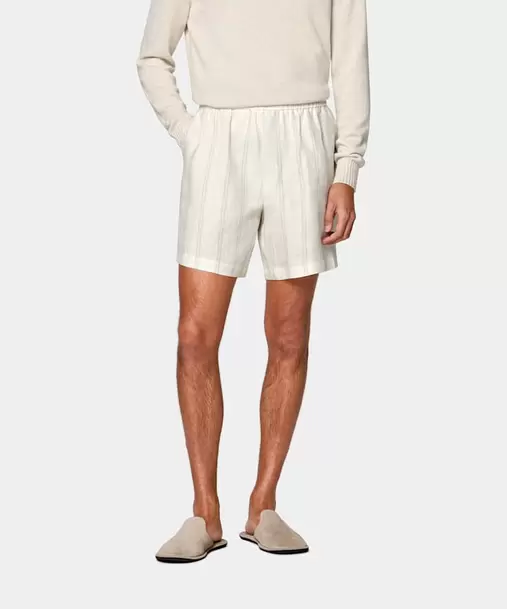Off-White Striped Straight Leg Shorts