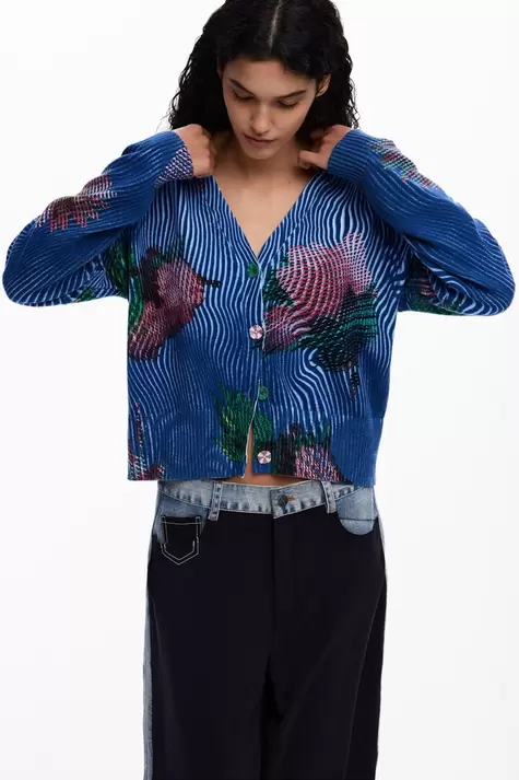 Gebreid vest met bloemen