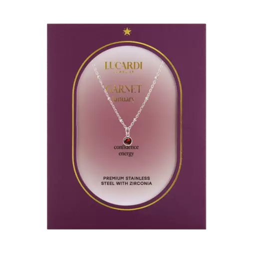 Stainless steel ketting met geboortesteen hanger