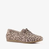 Harper suède dames mocassins panterprint bruin