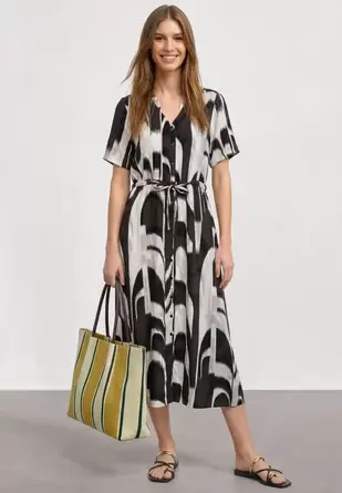 Midi-jurk met V-hals en print