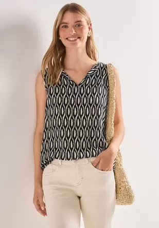 Top met structuurmix en print