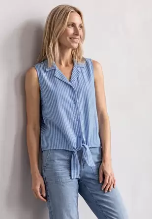 Blousetop met bowlingkraag en knoop