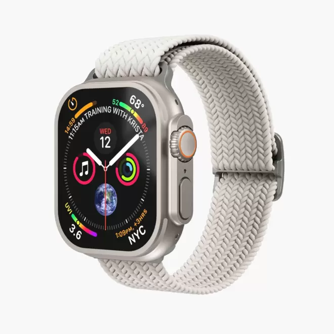 Woven Loop Apple Watch bandje - Zilver/Cream