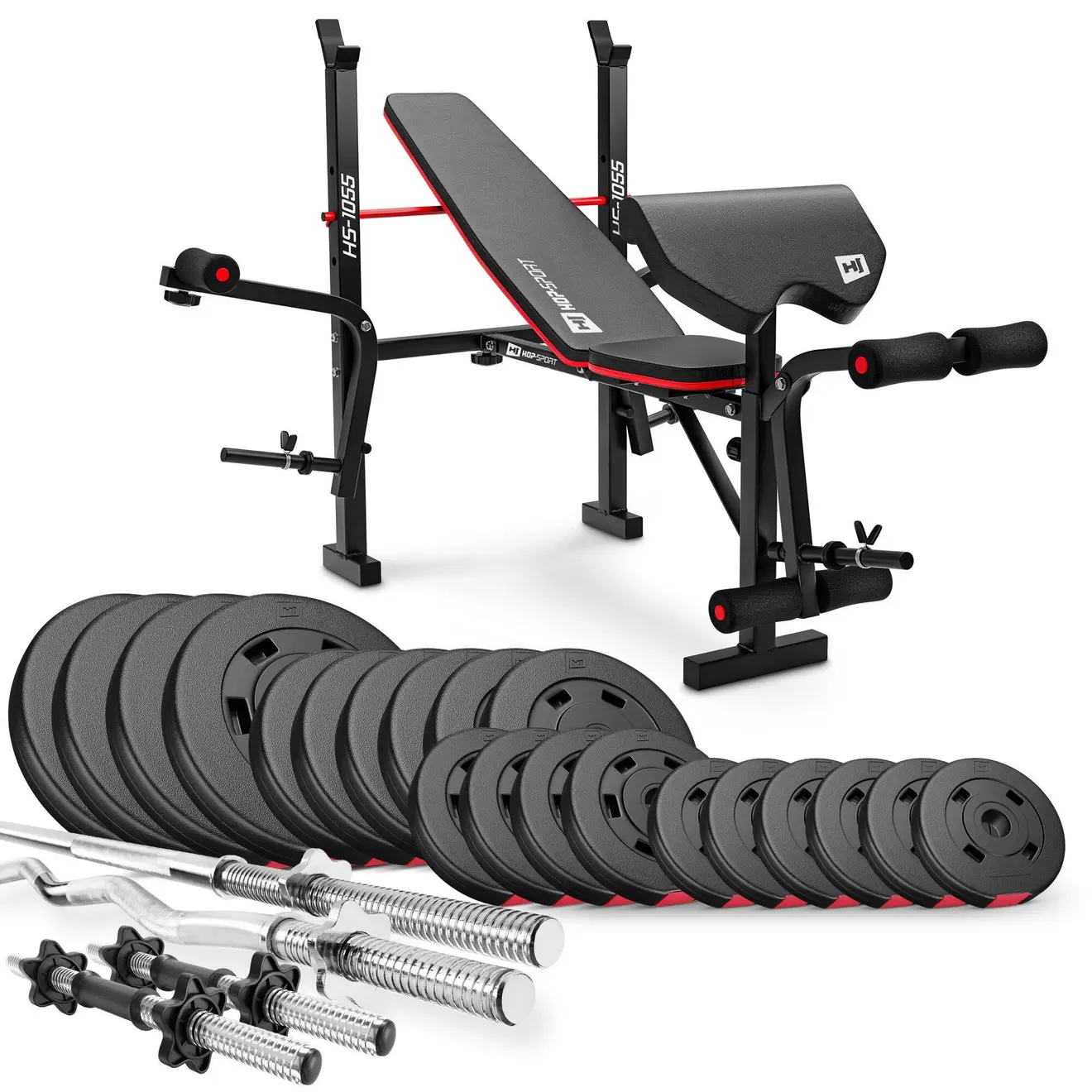Hop-Sport Premium Bodybuilding Set 105kg met bank HS-1055