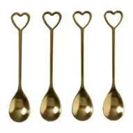 Lepels met hartjes - goudkleurig - set van 4