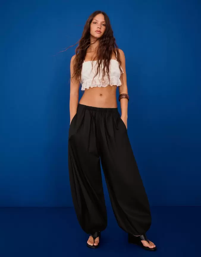 Popeline bloomer broek