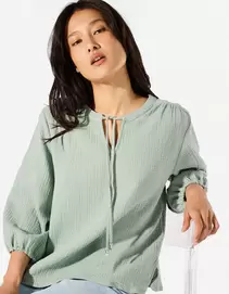Blouse - Mousseline - Petrolblauw