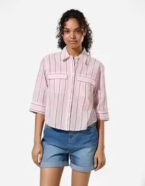 Overhemdblouse - Strepen - Off-White