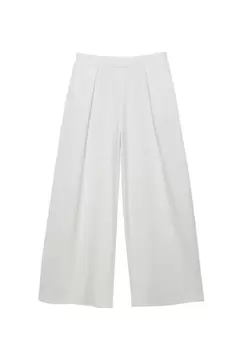 Wide leg broek met plooien en zachte touch