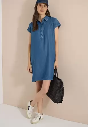 Knie-lange jurk in denim-look