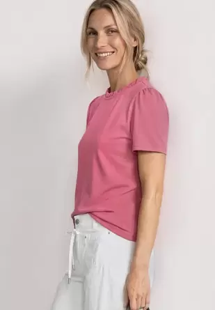 Shirt met ronde hals en ruches