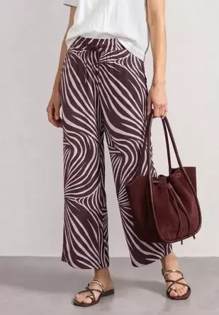 Wide Leg Broek met print en galonstrepen
