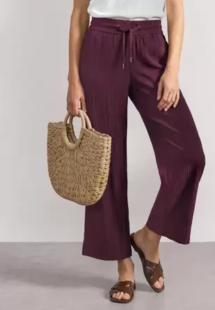 Broek met Mid Waist-taille en Wide Leg-pijpen in een Loose Fit-pasvorm