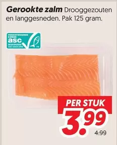 Gerookte zalm Drooggezouten en langgesneden