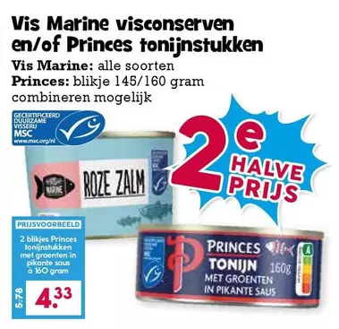 Vis Marine visconserven en/of Princes tonijnstukken