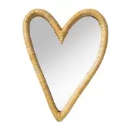 Spiegel rotan hart - bruin - 30x40 cm
