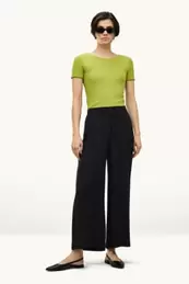 Kortere pantalon - high waist - wide leg