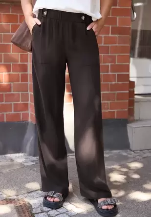 Broek met Wide Leg pijpen en een Loose Fit pasvorm, met riemdetail