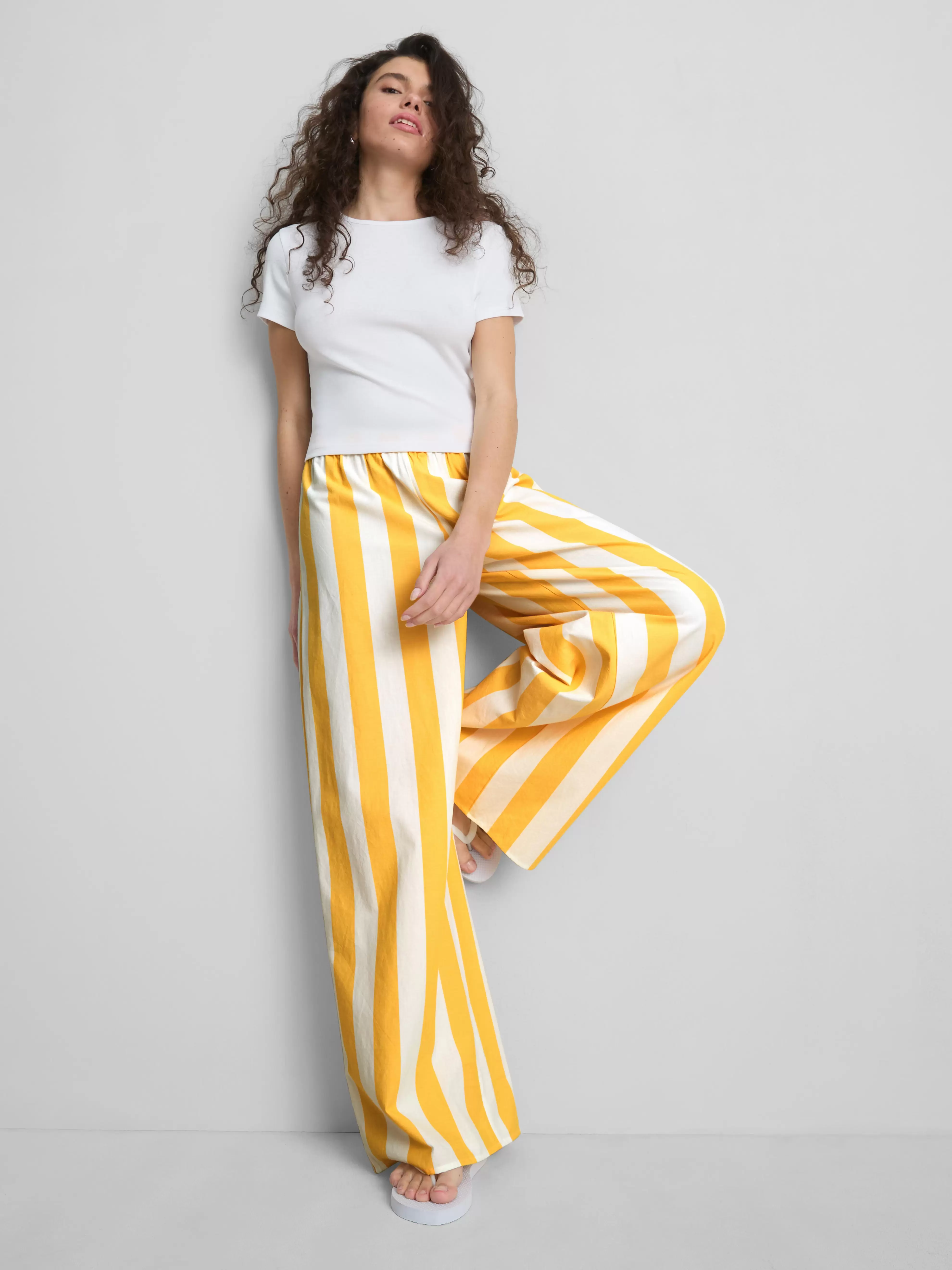 The Primark Scene | Gestreepte katoenen broek met wijde pijpen