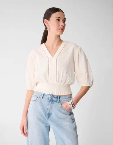Tape Cropped Top Gebroken Wit