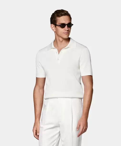 Off-White Ribbed Polo