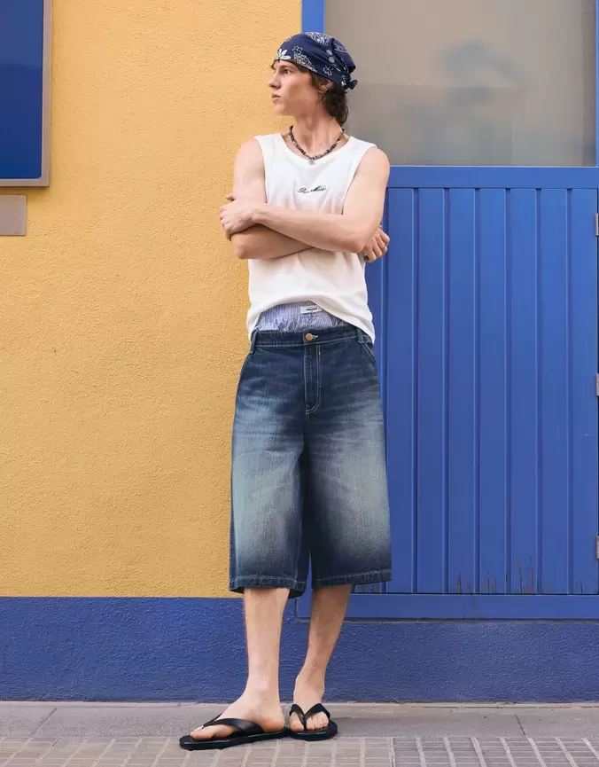Denim skater bermuda