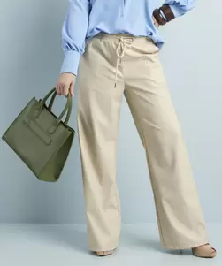Wide fit broek lederlook