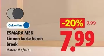 Linnen korte heren broek