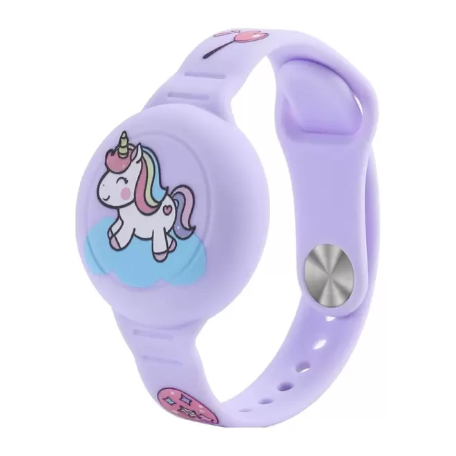 Waterdichte Apple AirTag Armband voor Kinderen - Unicorn/paars