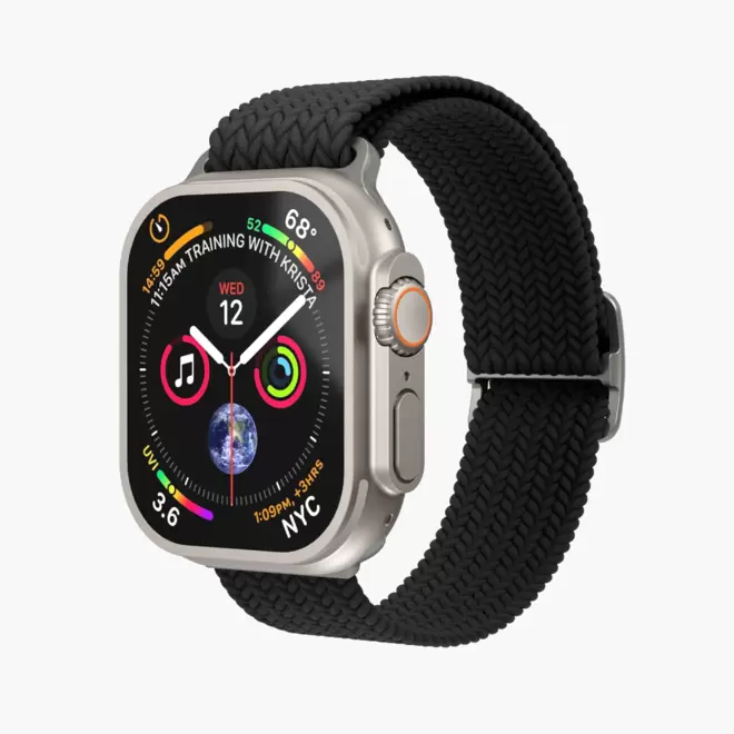 Woven Loop Apple Watch bandje - Zilver/Zwart