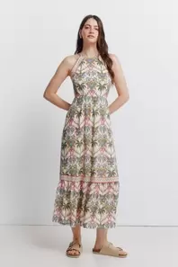 Vestido cuello halter estampado