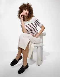 Gebreide rok - Elastische band - Off-White