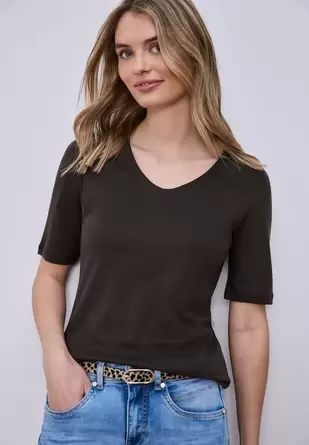 Basic Shirt met ondoorzichtige voorkant