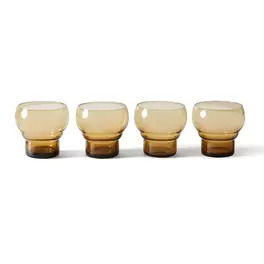 Servies 70's glassware: bulb glas amber - set van 4