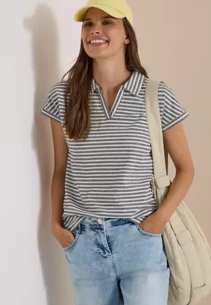 Poloshirt met korte mouwen en gestreept patroon