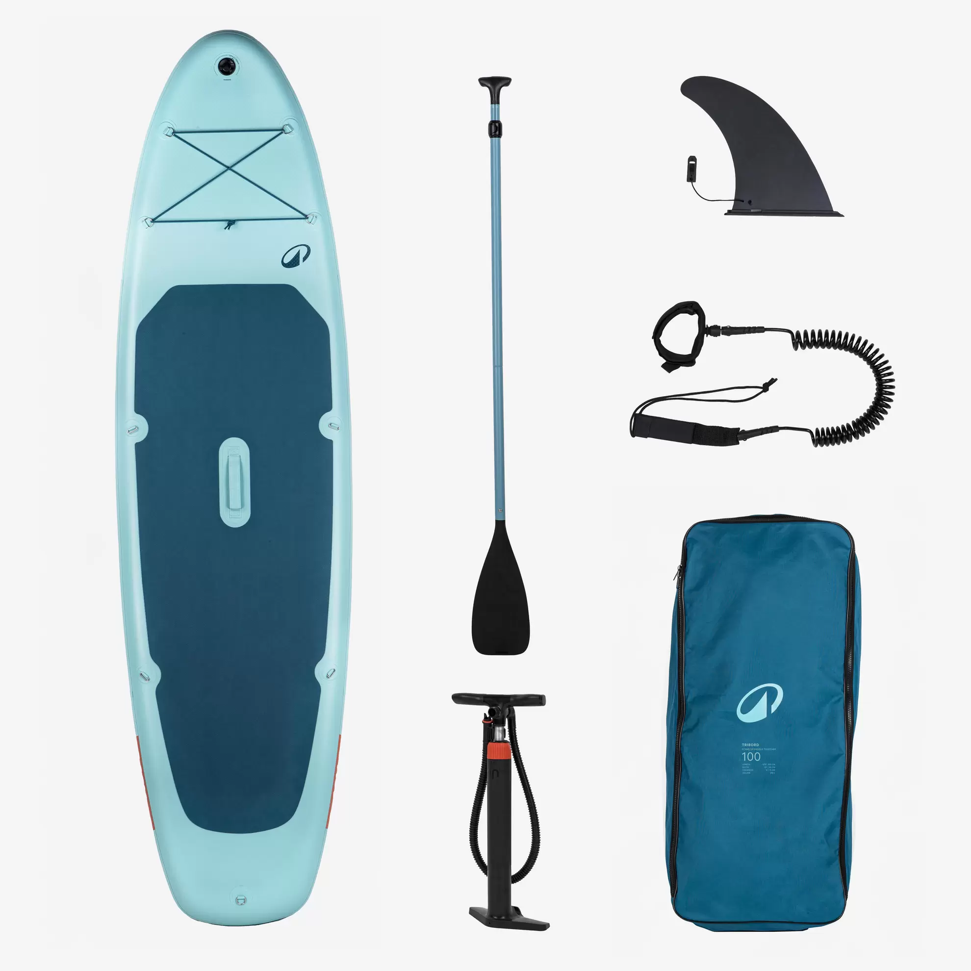 Opblaasbare stand-up paddleboardset 100 10'6 blauw