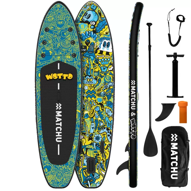 Opblaasbaar SUP board 320 cm allround 150 kg inclusief pomp & peddel - WOTTO