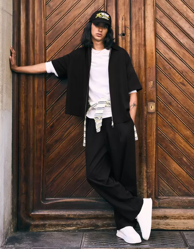 Soepelvallende super baggy broek met plooien