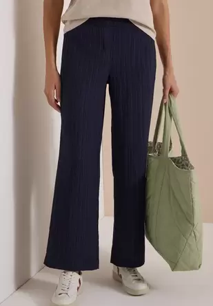 Wide Leg Broek met gestructureerde strepen