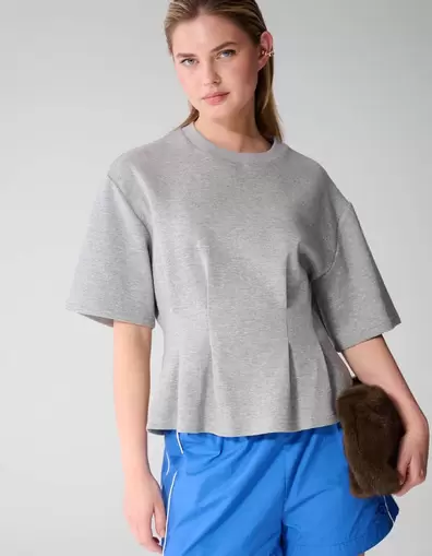 Peplum Scuba T-shirt Lichtgrijs