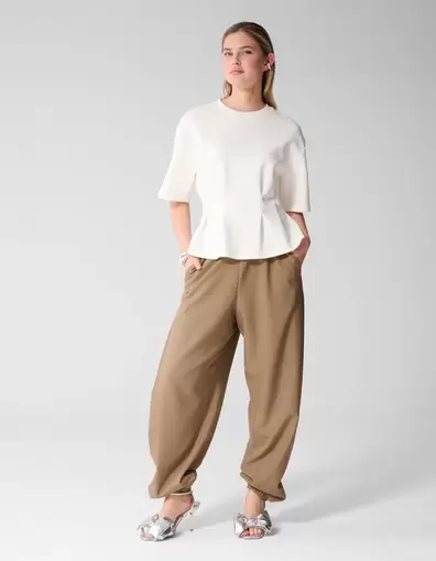 Pleat Balloon Fit Broek Bruin
