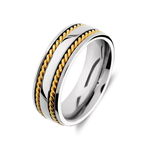Gerecycled stainless steel dames en heren ring