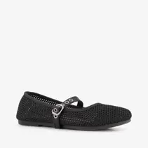 Dames mesh ballerina's zwart