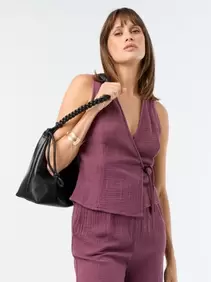 Blouse van katoenen gaas met overslag