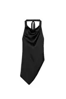 ASYMMETRIC SATIN HALTER TOP