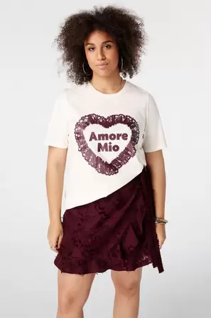 T-shirt met kanten artwork