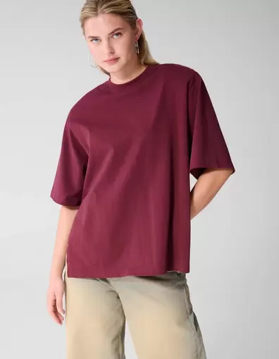 Split T-shirt Donkerrood