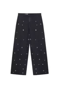 Rechte jeans met eyelets